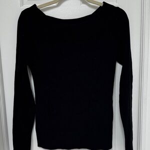 White House Black Market Black Boat Neck Sweater